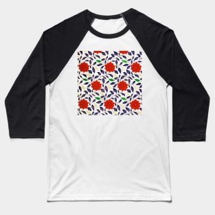 Red Flowers Baseball T-Shirt